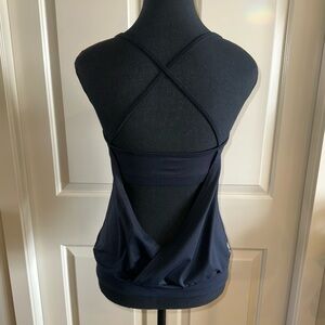 Black Crossed Strapped Open Backed Yoga Tank